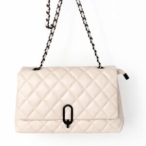 Elegant Cream Quilted Shoulder Bag